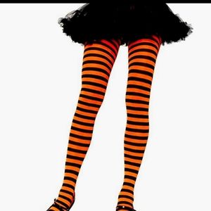 Orange and black Striped Tights